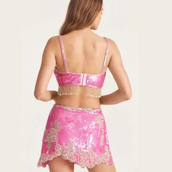 Maeva Crop Top - Raspberry Sparkle 4 / Kalasie Mini Skirt - Raspberry Sparkle 0 - Picture 2 of 10